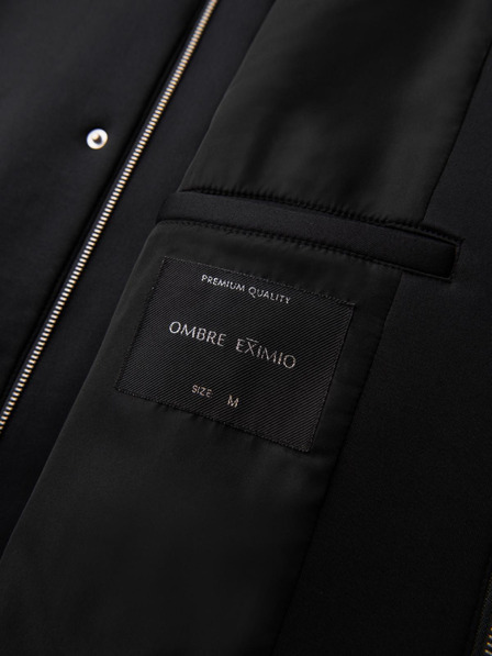 Ombre Clothing Palton minimalist pentru bărbați de lungime medie cu glugă - negru V4 OM-COLC-0144 Ombre Clothing