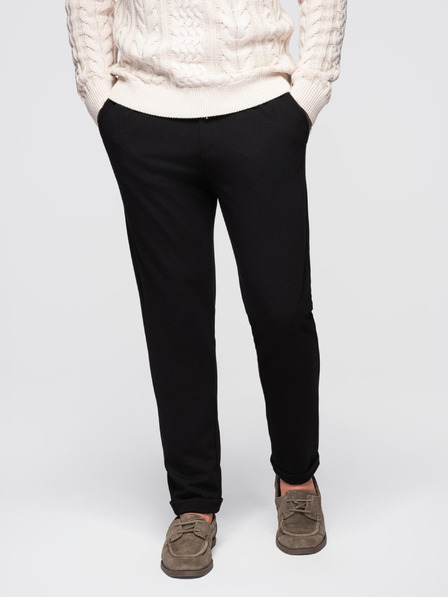 Ombre Clothing Pantaloni din tricot piquet pentru bărbați cu talie reglabilă - negru V2 OM-PACP-0283 Ombre Clothing
