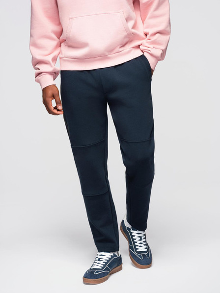 Ombre Clothing Pantaloni de trening pentru bărbați cu crac drept și detalii din cauciuc - albastru închis V2 OM-PASK-0281 Ombre Clothing