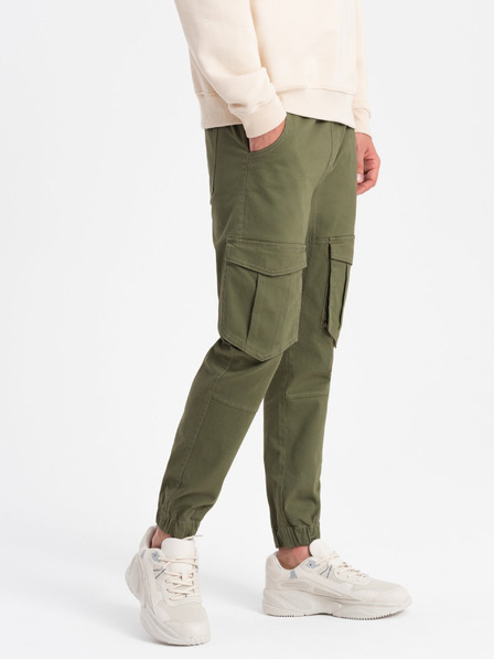 Ombre Clothing Pantaloni JOGGERS pentru bărbați cu buzunare cargo - maslin V18 P886 Ombre Clothing