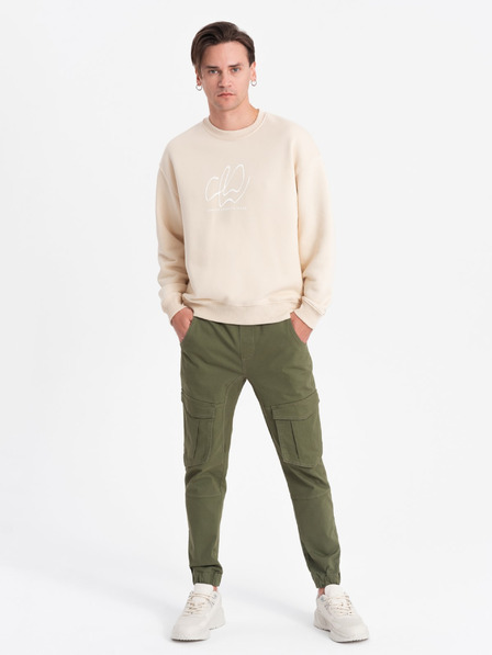 Ombre Clothing Pantaloni JOGGERS pentru bărbați cu buzunare cargo - maslin V18 P886 Ombre Clothing