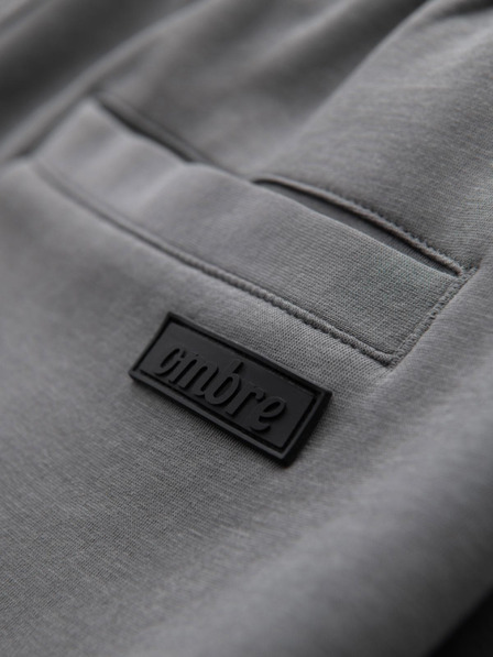 Ombre Clothing Pantaloni de trening pentru bărbați cu crac drept și detalii din cauciuc - gri V3 OM-PASK-0281 Ombre Clothing