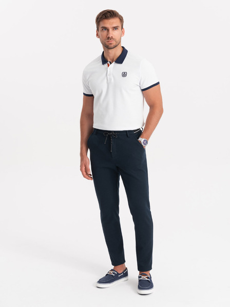 Ombre Clothing Pantaloni tricotați pentru bărbați cu talie elastică - albastru închis V3 OM-PACP-0116 Ombre Clothing