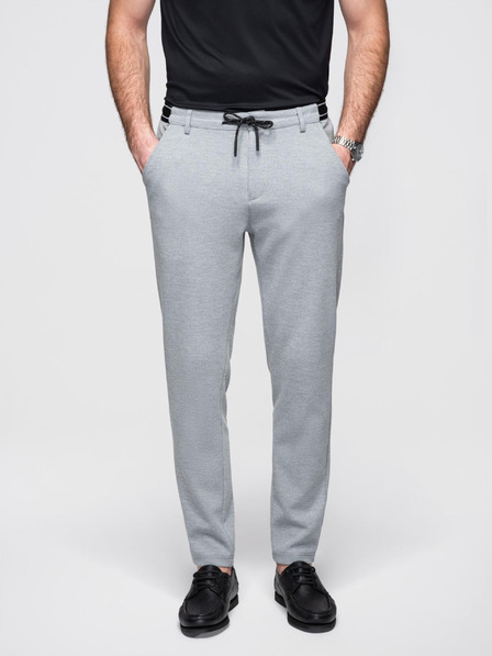 Ombre Clothing Pantaloni tricotați pentru bărbați cu talie elastică - gri deschis V1 OM-PACP-0116 Ombre Clothing