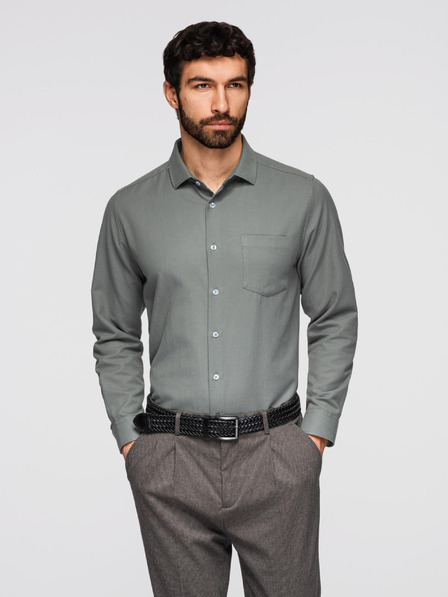 Ombre Clothing Cămașă pentru bărbați cu tăiere clasică regular fit - khaki V4 K694 Ombre Clothing