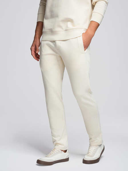 Ombre Clothing Compleu de trening pentru bărbați bluză cu gât rotund + pantaloni regular fit - crem V11 Z122 Ombre Clothing