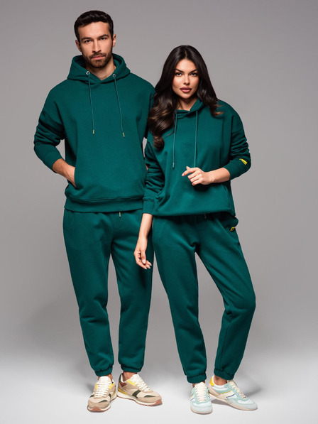 Ombre Clothing Compleu de trening UNISEX bluză + pantaloni cu șireturi în stil athleisure - verde închis V17 Z111 Ombre Clothing