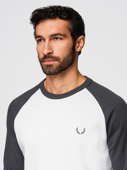 Ombre Clothing Bluză contrastantă pentru bărbați cu mâneci raglan - crem și grafit V1 OM-SSNZ-0239 Ombre Clothing