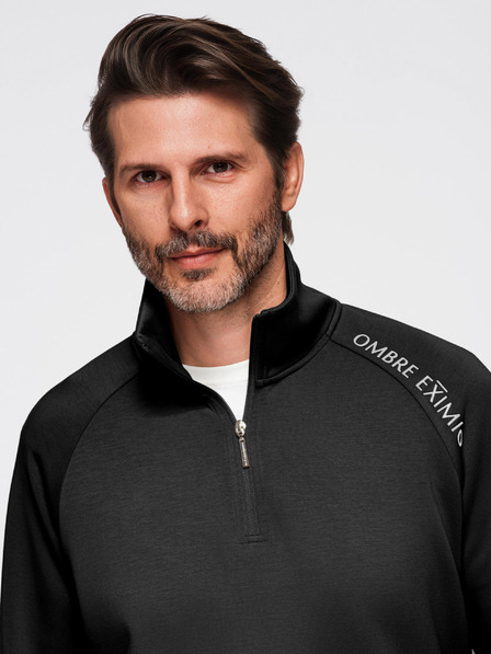 Ombre Clothing Compleu de trening pentru bărbați bluză cu guler + pantaloni jogger - negru V1 Z117 Ombre Clothing