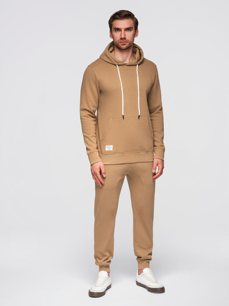 Ombre Clothing Compleu de trening din bumbac pentru bărbați bluză + pantaloni jogger - maro V2 Z121 Ombre Clothing