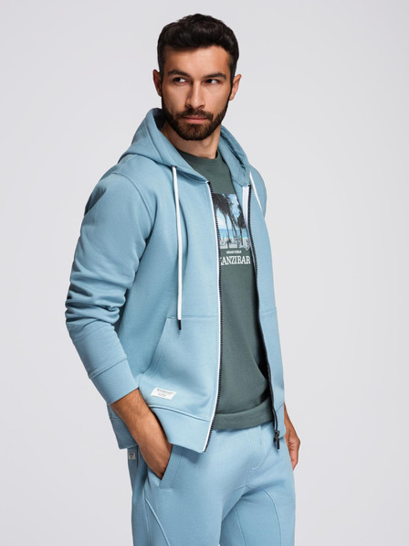 Ombre Clothing Compleu de trening pentru bărbați bluză cu glugă + pantaloni jogger - albastru deschis V7 Z119 Ombre Clothing