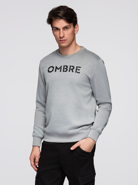Ombre Clothing Bluză clasică pentru bărbați cu inscripții - gri melanj V1 B1711 Ombre Clothing