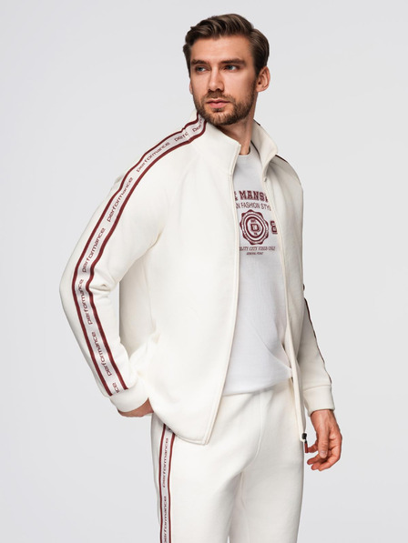 Ombre Clothing Compleu pentru bărbați din fleece elastic bluză + pantaloni jogger - alb V2 Z113 Ombre Clothing