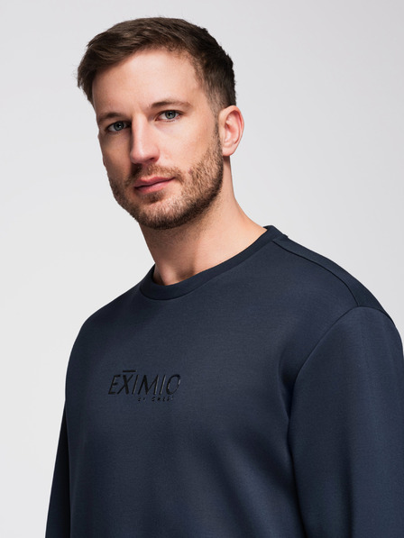 Ombre Clothing Bluză pentru bărbați cu imprimeu lucios pe piept - albastru închis V4 OM-SNBC-0199 Ombre Clothing