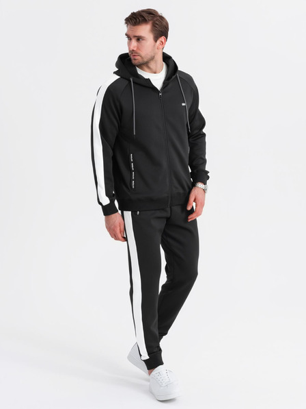 Ombre Clothing Compleu de trening oldschool pentru bărbați bluză cu glugă + pantaloni jogger - neagră V1 Z118 Ombre Clothing