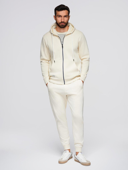 Ombre Clothing Compleu de trening pentru bărbați bluză cu glugă + pantaloni jogger - crem V11 Z119 Ombre Clothing