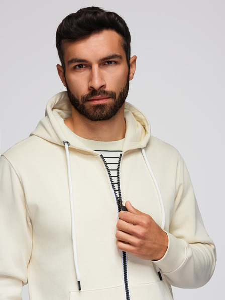 Ombre Clothing Compleu de trening pentru bărbați bluză cu glugă + pantaloni jogger - crem V11 Z119 Ombre Clothing