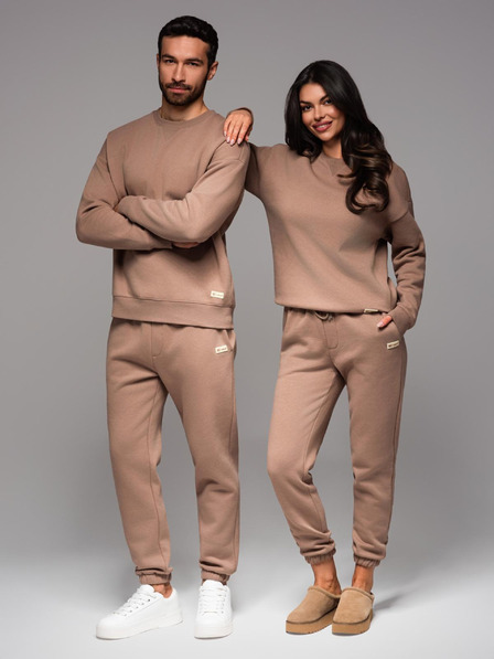 Ombre Clothing Compleu de trening UNISEX în stil sportiv cu pantaloni și bluză - maro V16 Z109 Ombre Clothing