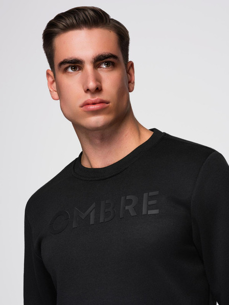 Ombre Clothing Bluză clasică pentru bărbați cu inscripții - negru V4 B1711 Ombre Clothing