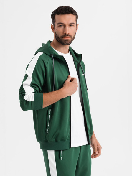 Ombre Clothing Compleu de trening oldschool pentru bărbați bluză cu glugă + pantaloni jogger - verde închis V7 Z118 Ombre Clothing