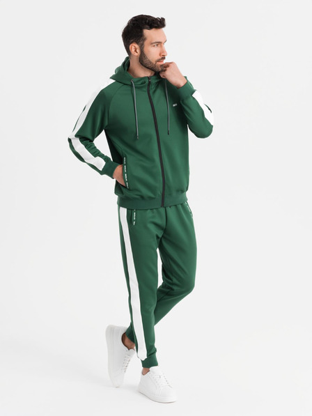 Ombre Clothing Compleu de trening oldschool pentru bărbați bluză cu glugă + pantaloni jogger - verde închis V7 Z118 Ombre Clothing