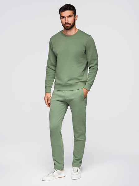 Ombre Clothing Compleu de trening pentru bărbați bluză cu gât rotund + pantaloni regular fit - verde deschis V3 Z122 Ombre Clothing