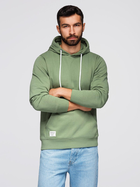 Ombre Clothing Bluză cangur BASIC pentru bărbați cu glugă - verde V3 B1674 Ombre Clothing