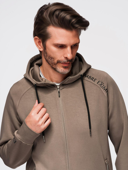 Ombre Clothing Compleu de trening pentru bărbați bluză cu glugă + pantaloni jogger - gri-maro V3 Z115 Ombre Clothing