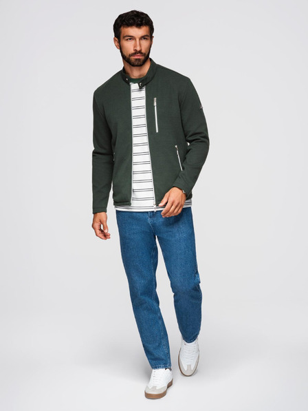 Ombre Clothing Jachetă structurată pentru bărbați cu guler - verde închis V3 OM-JANP-0229 Ombre Clothing