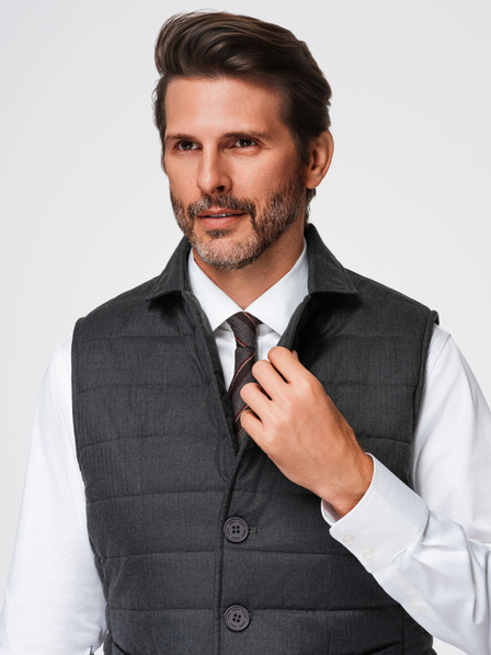 Ombre Clothing Vesta pufată elegantă pentru bărbați - gri melange V1 OM-JAVJ-0275 Ombre Clothing