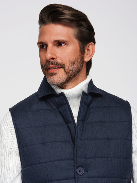Ombre Clothing Vesta pufată elegantă pentru bărbați - albastru închis melange V3 OM-JAVJ-0275 Ombre Clothing