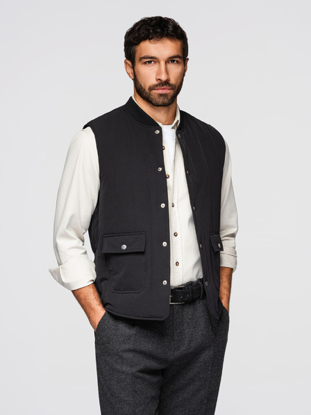 Ombre Clothing Vesta casual fără mâneci pentru bărbați cu cusături verticale - negru V1 OM-JAVJ-0323 Ombre Clothing