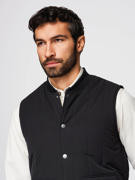 Ombre Clothing Vesta casual fără mâneci pentru bărbați cu cusături verticale - negru V1 OM-JAVJ-0323 Ombre Clothing