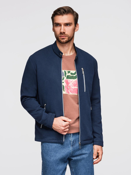 Ombre Clothing Jachetă structurată pentru bărbați cu guler - albastru închis V1 OM-JANP-0229 Ombre Clothing