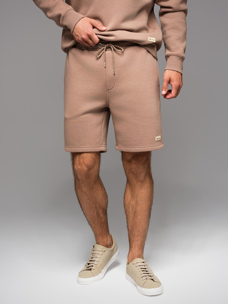Ombre Clothing Pantaloni scurți de trening unisex cu talie nervurată - maro V16 OU-SRBC-0101 Ombre Clothing