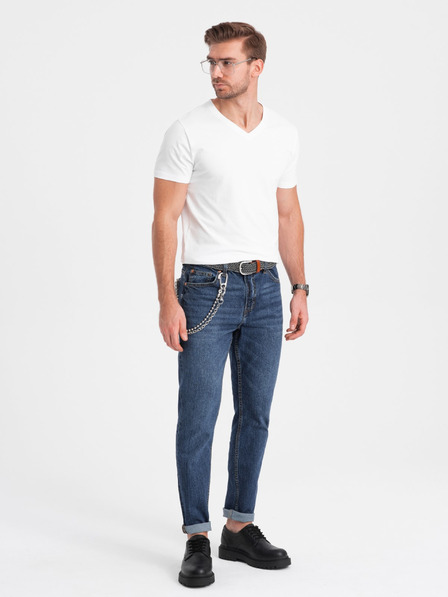 Ombre Clothing Tricou alb cu decolteu în V pentru bărbați Ombre Clothing