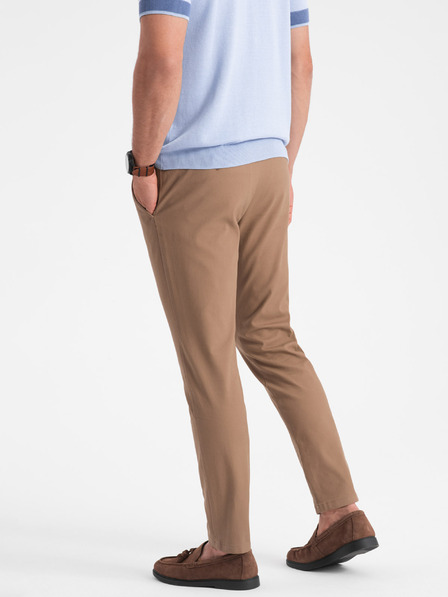 Ombre Clothing Pantaloni chino slim fit maro deschis pentru bărbați Ombre Clothing
