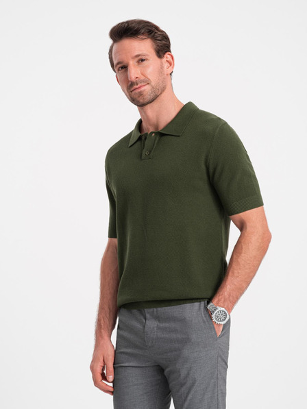 Ombre Clothing Tricou polo verde pentru bărbați Ombre Clothing