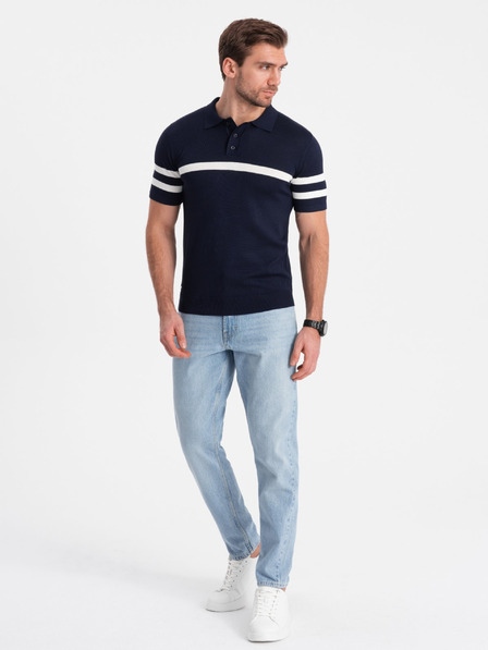 Ombre Clothing Tricou polo albastru închis pentru bărbați Ombre Clothing