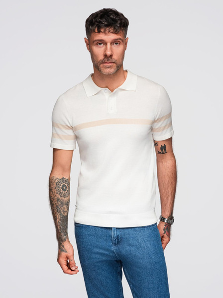 Ombre Clothing Tricou polo crem pentru bărbați Ombre Clothing