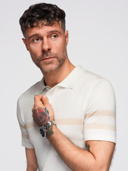 Ombre Clothing Tricou polo crem pentru bărbați Ombre Clothing