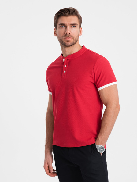 Ombre Clothing Tricou polo roșu pentru bărbați Ombre Clothing