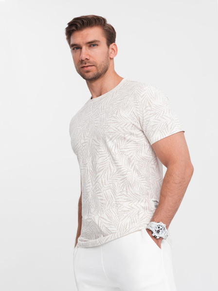 Ombre Clothing Tricou cremă cu model pentru bărbați Ombre Clothing