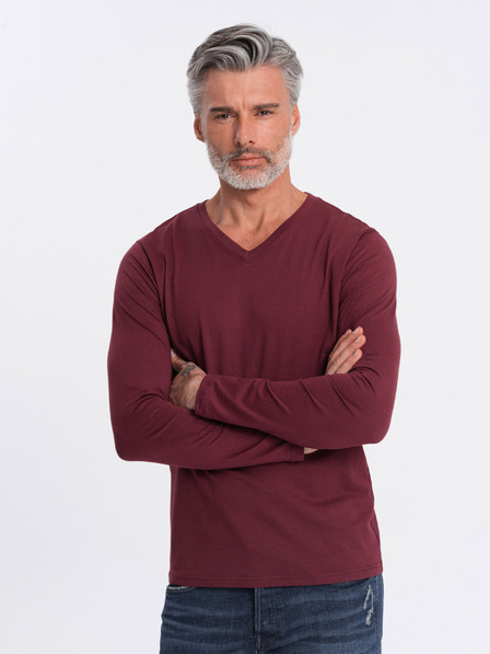 Ombre Clothing Tricou de bază burgundy pentru bărbați Ombre Clothing