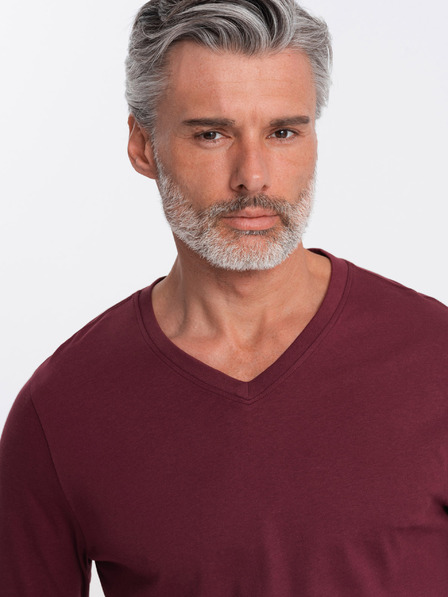 Ombre Clothing Tricou de bază burgundy pentru bărbați Ombre Clothing