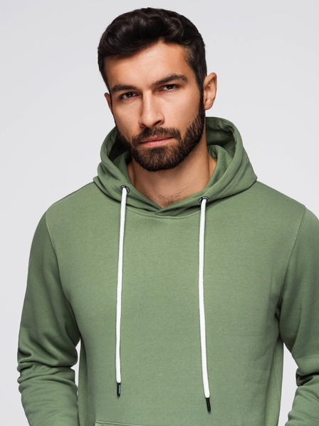 Ombre Clothing Hanorac verde cu glugă pentru bărbați Ombre Clothing