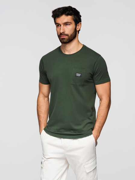 Ombre Clothing Tricou verde cu buzunar pentru bărbați Ombre Clothing