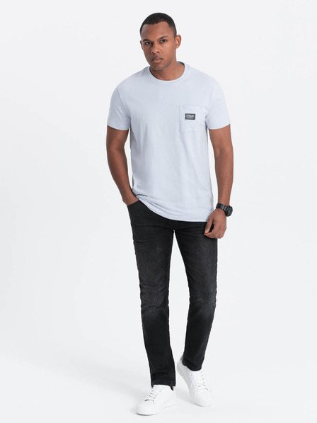 Ombre Clothing Tricou albastru deschis pentru bărbați cu buzunar Ombre Clothing