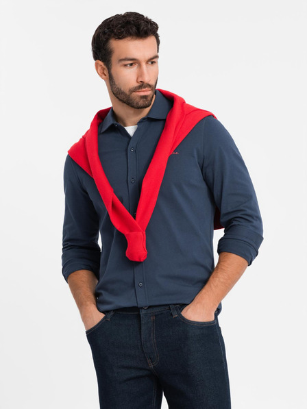 Ombre Clothing Cămașă din jerseu albastru pentru bărbați Ombre Clothing