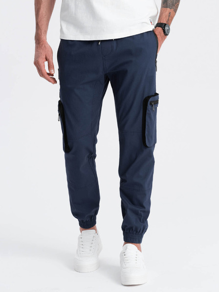 Ombre Clothing Pantaloni cargo jogger albastru închis pentru bărbați Ombre Clothing